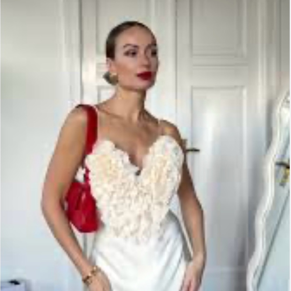 Zara Cream Strapless Top with Textured Design